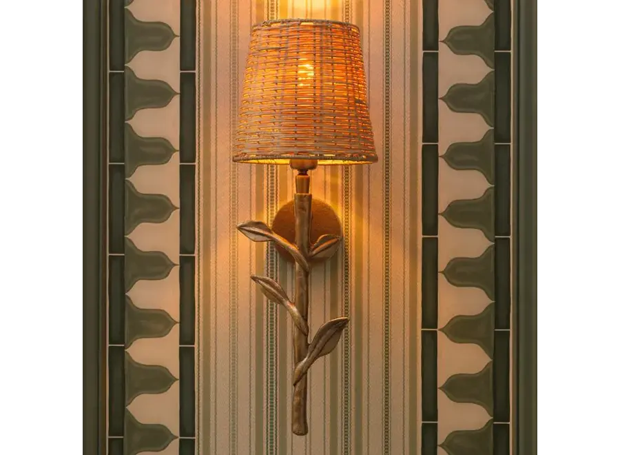 Wall lamp 'Farini' - Brass/Ratan
