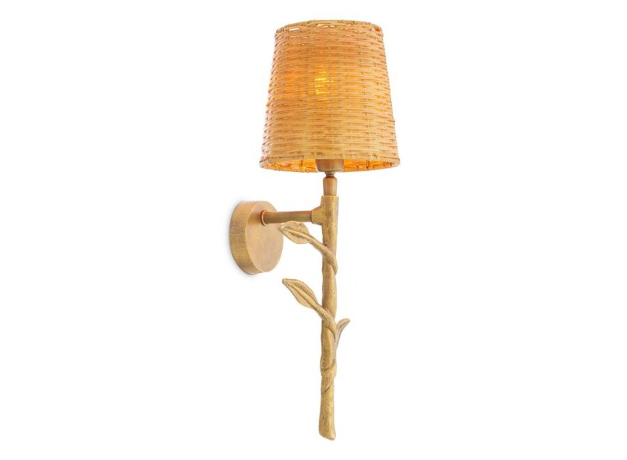 Wall lamp 'Farini' - Brass/Ratan