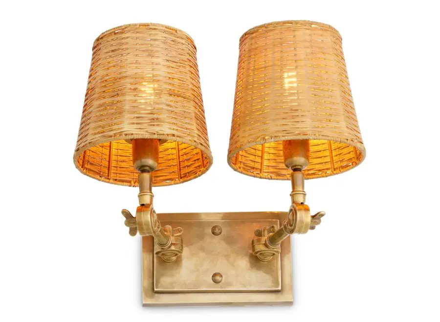 Lampe murale 'Wentworth' - Double - Brass/Rattan