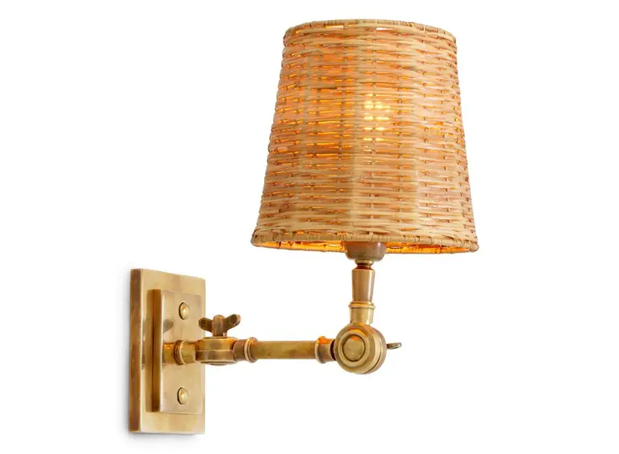 Wandlampe Wentworth - Single - Brass/Rattan