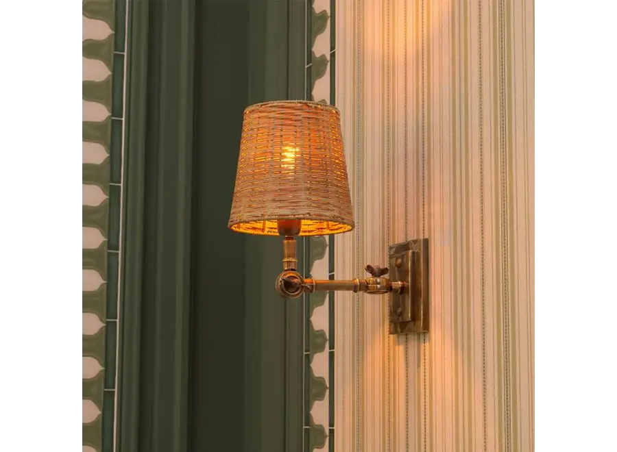 Lampe murale 'Wentworth' - Single - Brass/Rattan