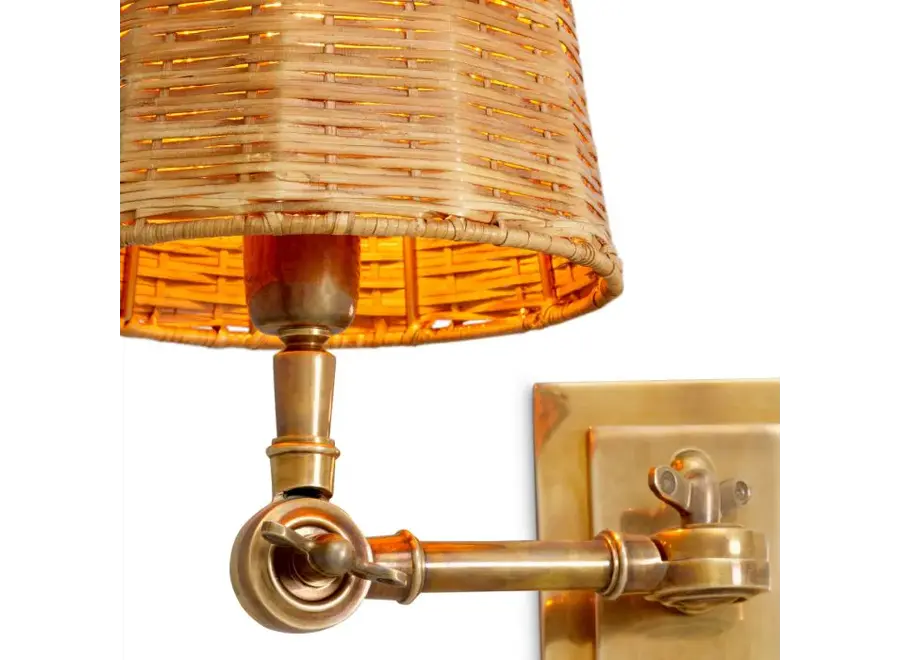 Wandlampe 'Wentworth' - Single - Brass/Rattan