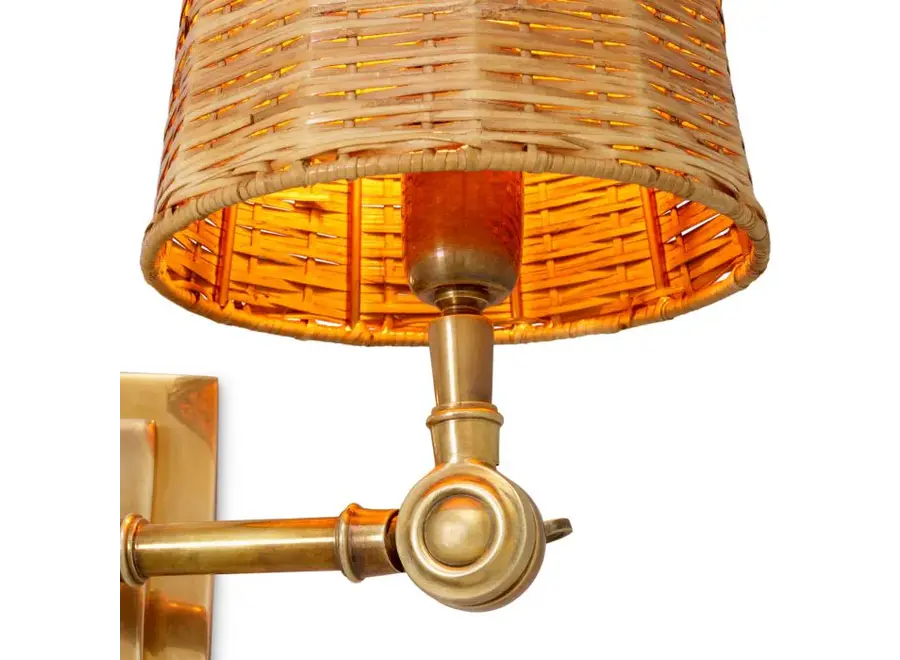 Lampe murale 'Wentworth' - Single - Brass/Rattan