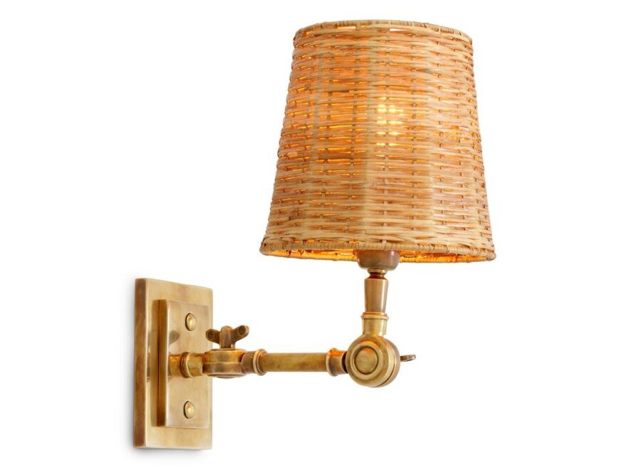 Lampe murale 'Wentworth' - Single - Brass/Rattan