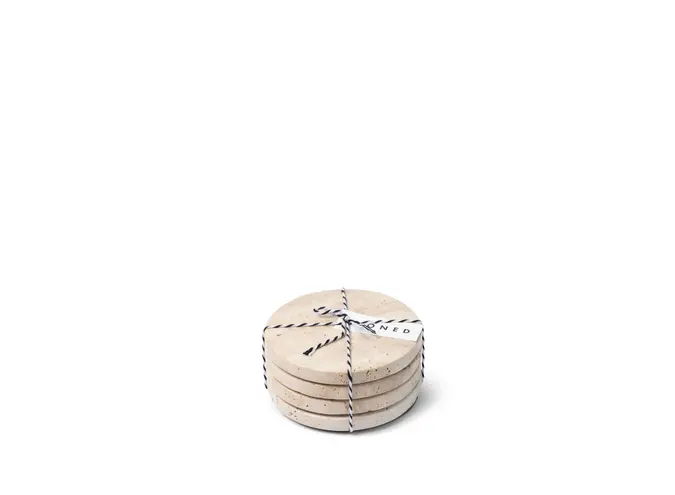Sous-verres - Round - Set of 4 - Travertine