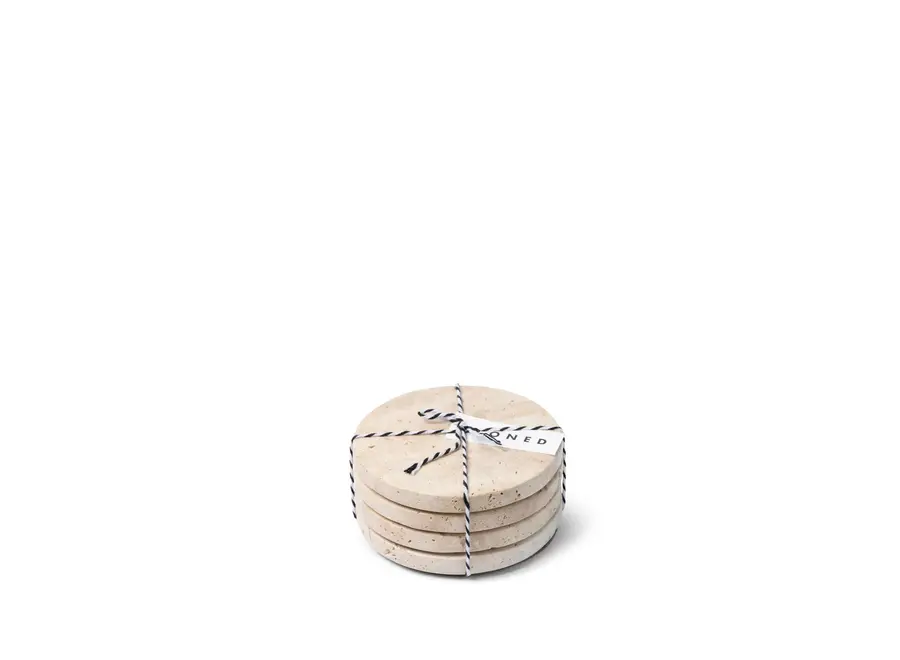 Sous-verres - Round - Set of 4 - Travertine