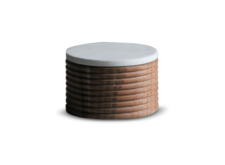 Wooden pot with marble lid