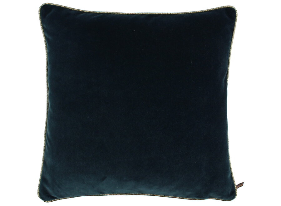 Decorative cushion Rosana Petrol + Piping Diamante Gold