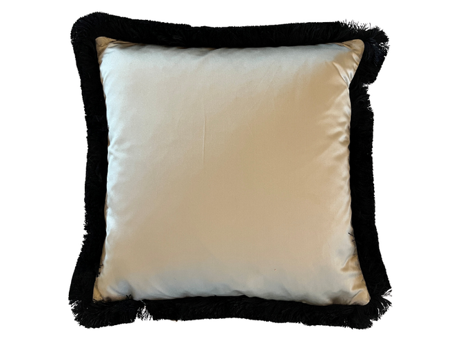 Cushion Dafne Gold + Fringe Black