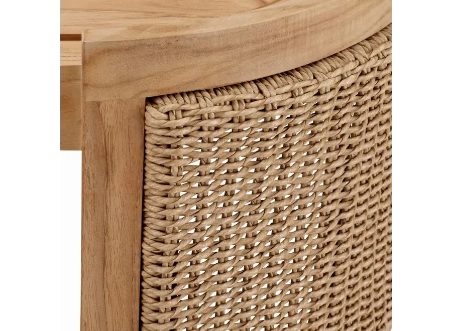 Table basse d'extérieur 'Marenzo'  - Natural teak | faux rattan