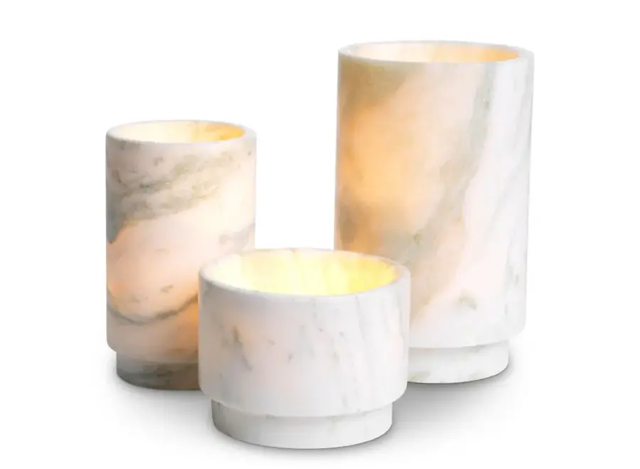 Teelichthalter ‘Leonidas’ - Set van 3 - Green onyx