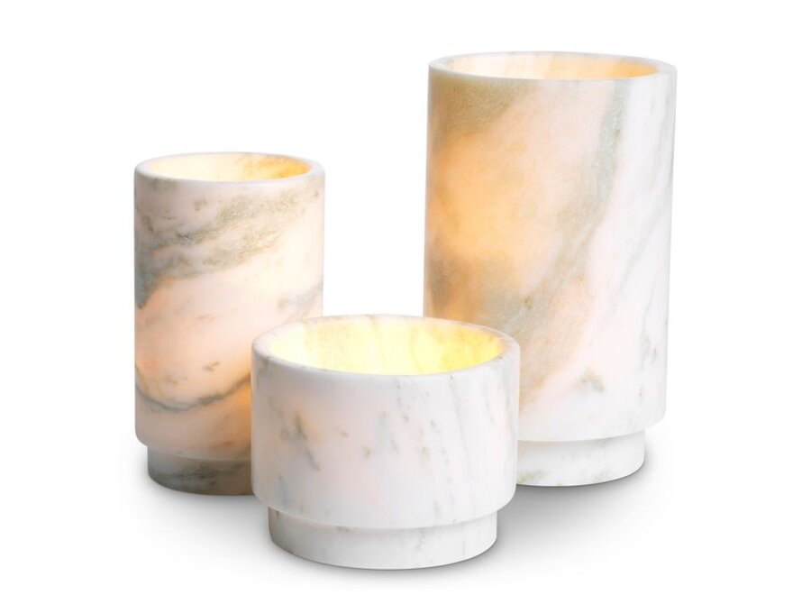 Waxinelichthouder ‘Leonidas’ - Set van 3 - Green onyx