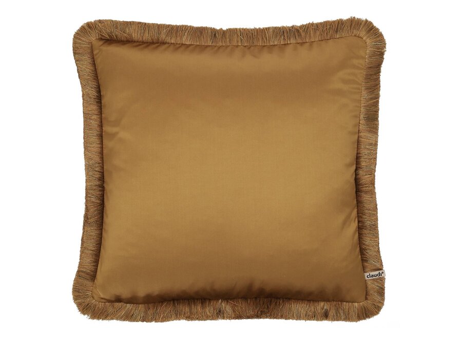 Kussen Dafne 13 Camel + Fringe Dark Gold