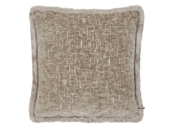 Kissen Izzy Taupe + Fringe Off White