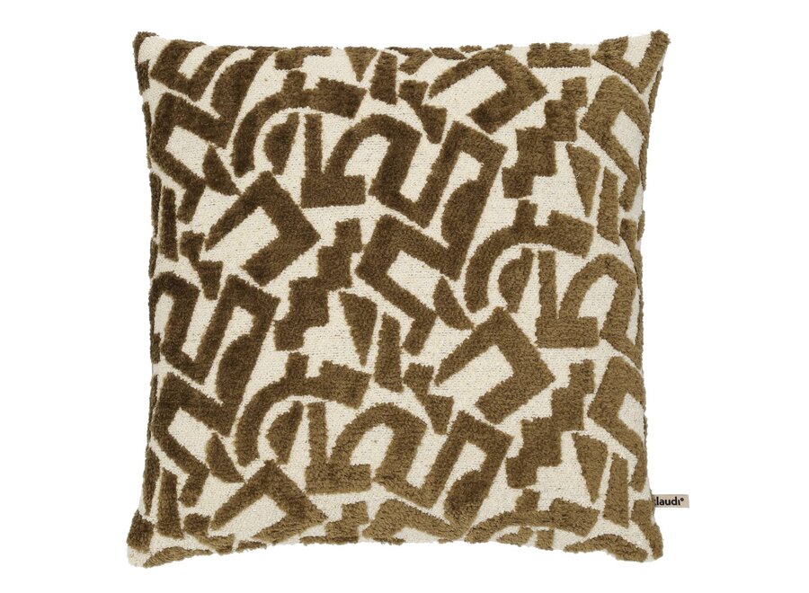 Coussin Litta Dark Olive/Off White