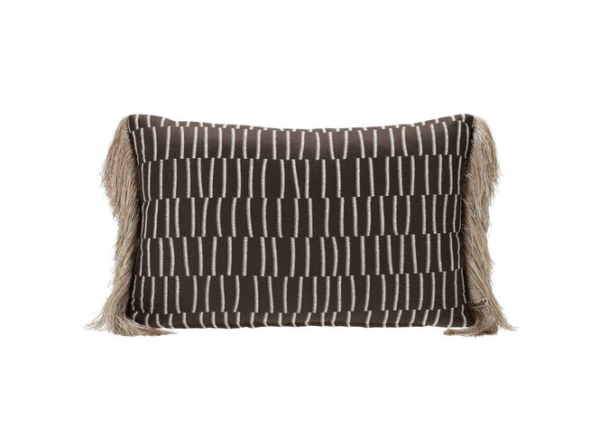 Cushion Polana Anthracite + Fringe Long Gold