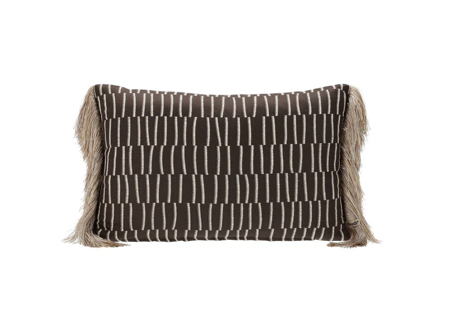 Dekoratives Kissen Polana Anthracite + Fringe Long Gold