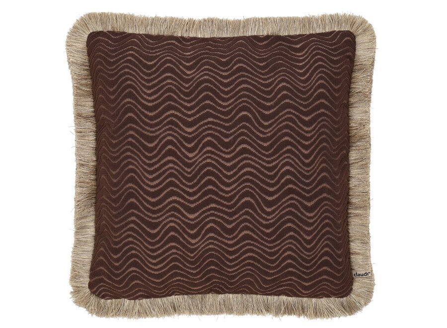 Dekoratives Kissen Scrolla Exclusive Dark Chocolate + Fringe Gold