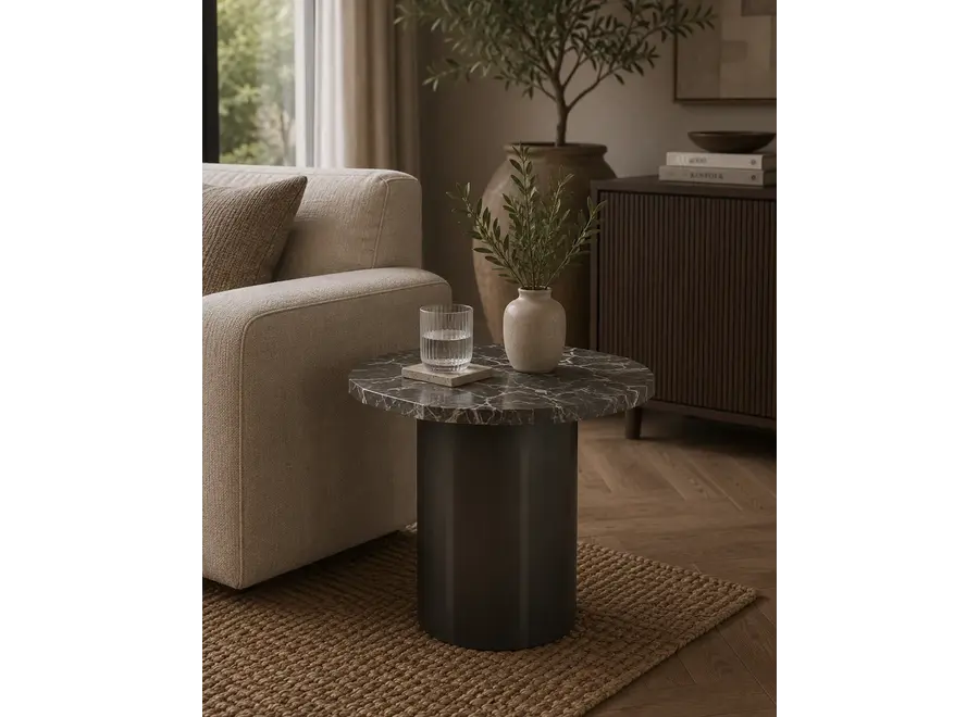Bijzettafel 'Bari' - Black Marble