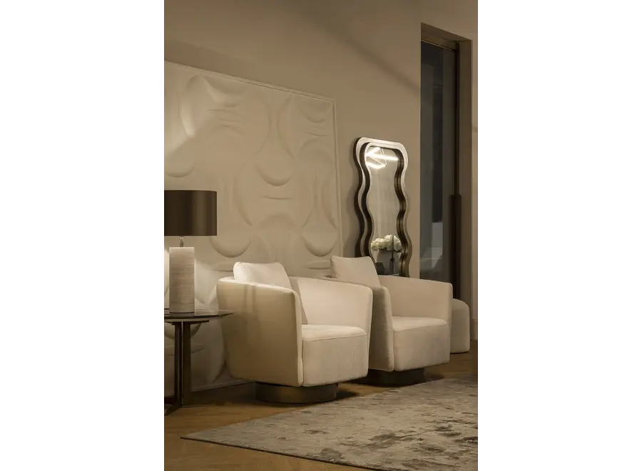 Swivel armchair 'Borgia' - Beige Leather