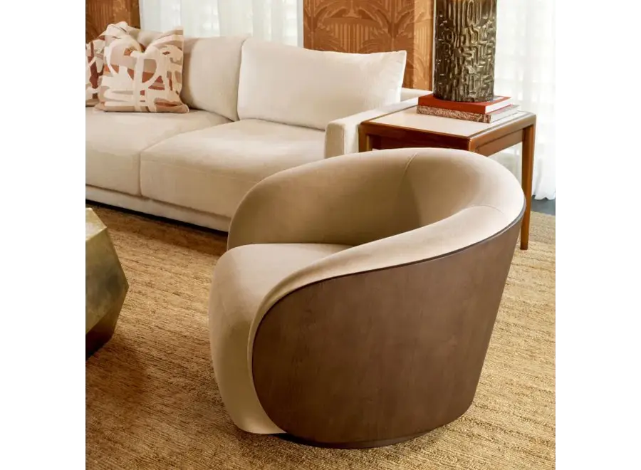Swivel armchair 'Camerota' - Sabino Beige