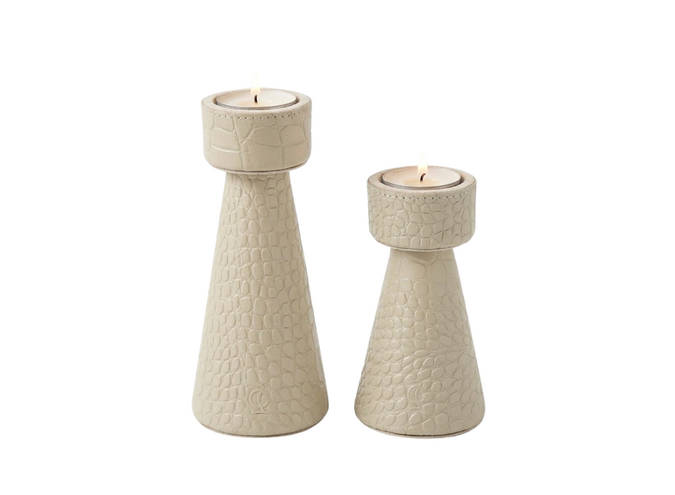 Candle holder Claire- Beige- Set of 2