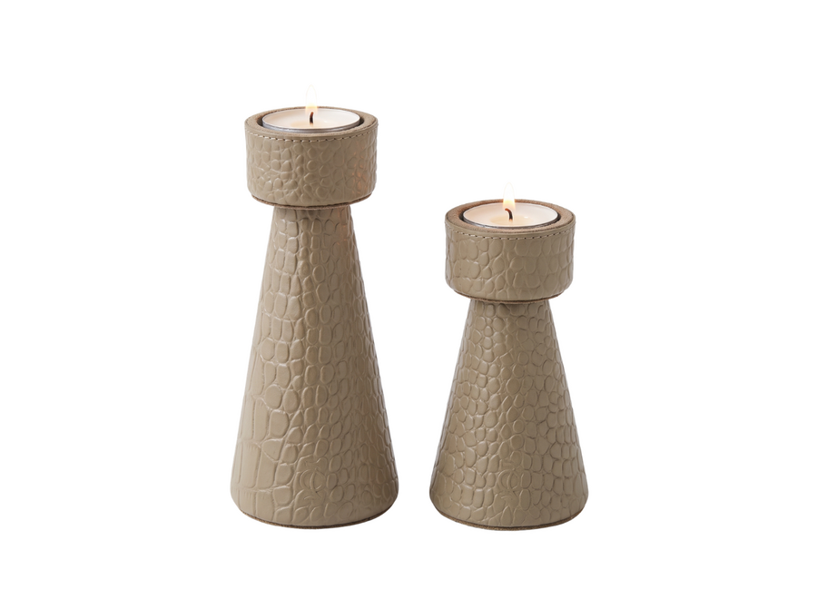 Candle holder Claire- Taupe -  set of 2