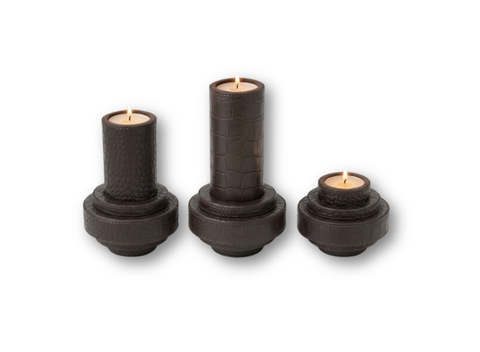 Candle holder Cate - Brown - Set of 3