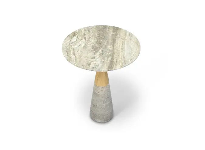 Table d'appoint Mizu - Silver Travertine