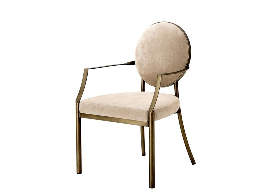 Dining Chair 'Scribe' with arm - Greige velvet