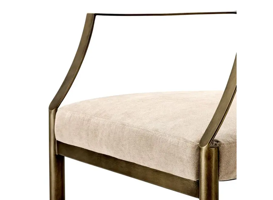 Chaise de salle à manger 'Scribe' with arm - Greige velvet