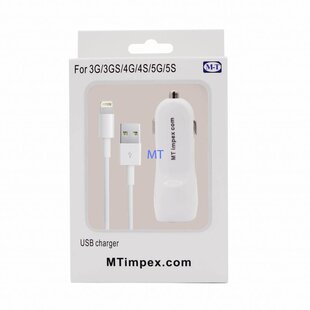 MT 2 in 1 Dual USB Car Charger Lightning