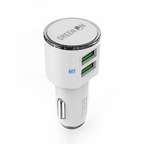 Green On Double USB Micro 3.6A Car Charger C309