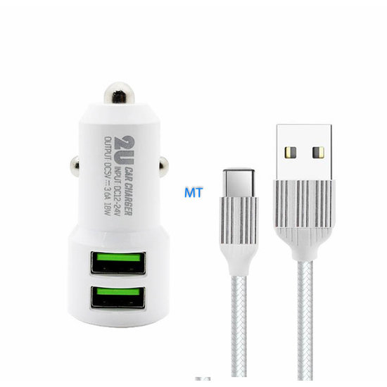 Green On Double USB C 3.6A Car Charger C309