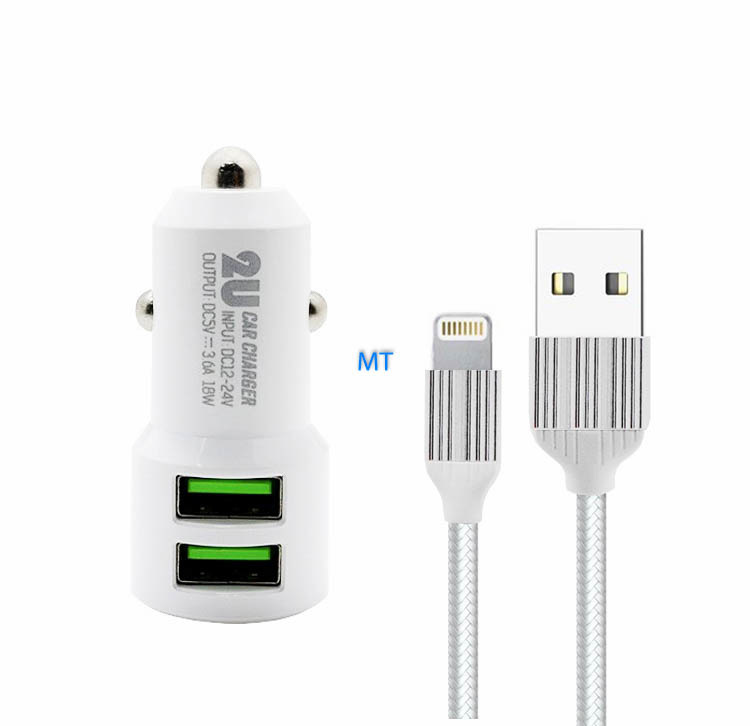 Green On Double USB Lightning 3.6A Car Charger C309, foto 3 van 6
