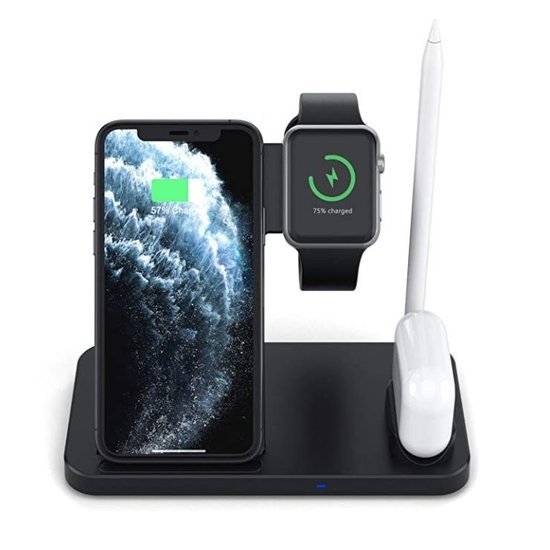 4 in 1 Wireless Fast Charger Smartphone & Watch & Headset Black