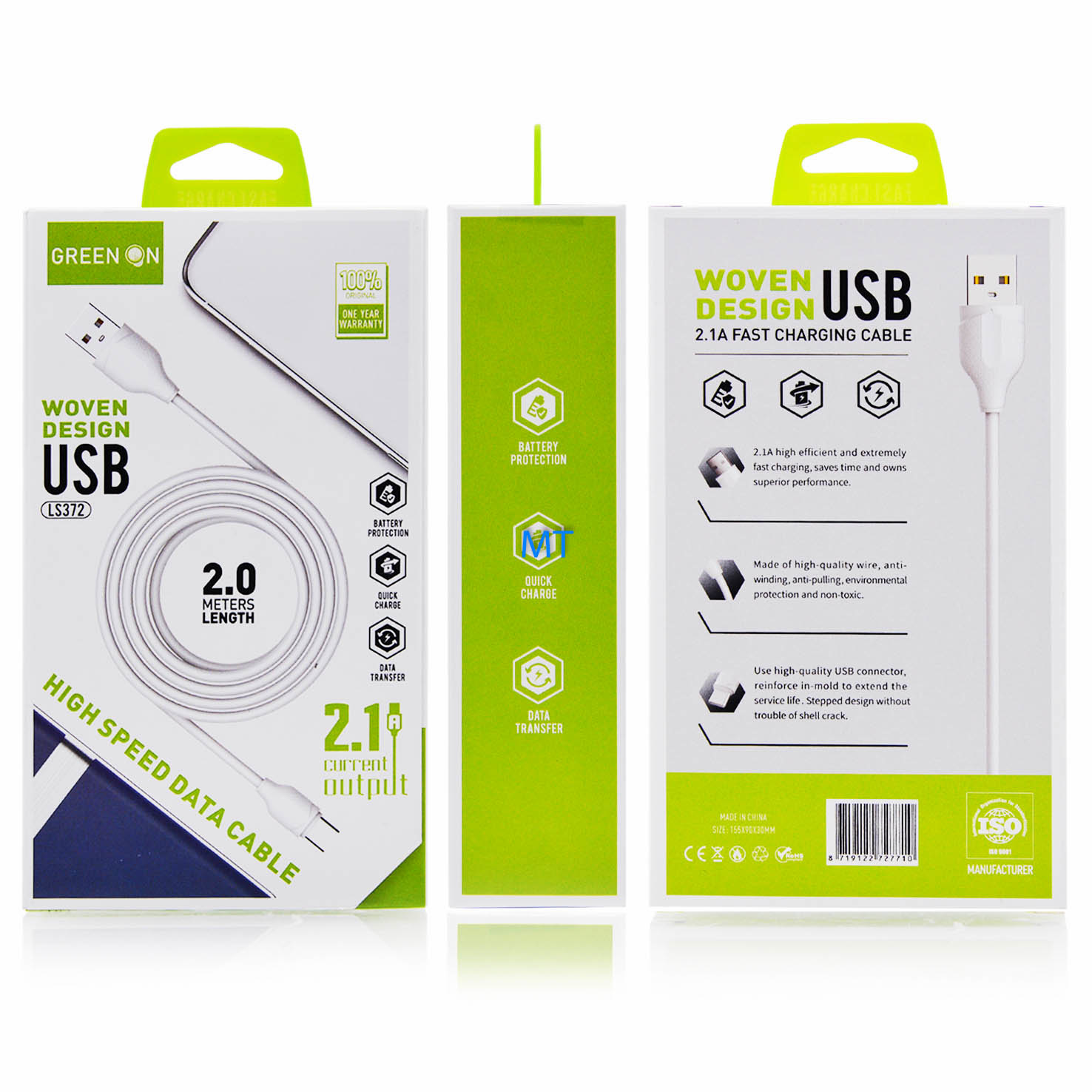 GREEN ON Fast USB C Cable LS372 2M, foto 5 van 5