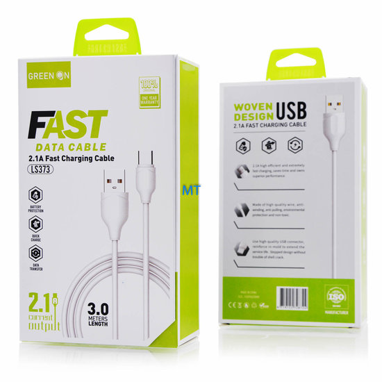 GREEN ON Fast Lightning Cable LS373 3M