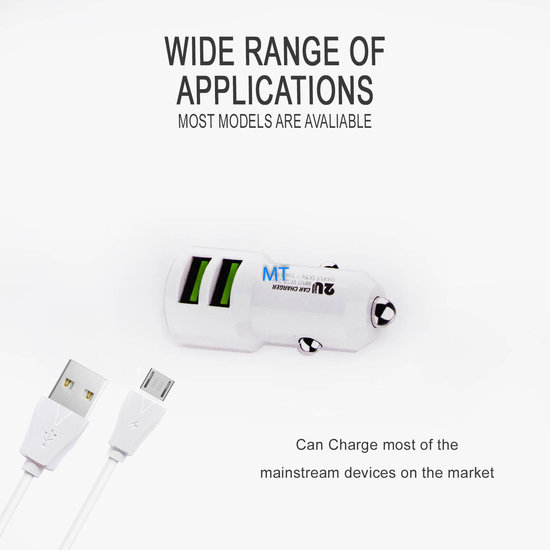 Green On Double USB Micro 3.6A Car Charger C309