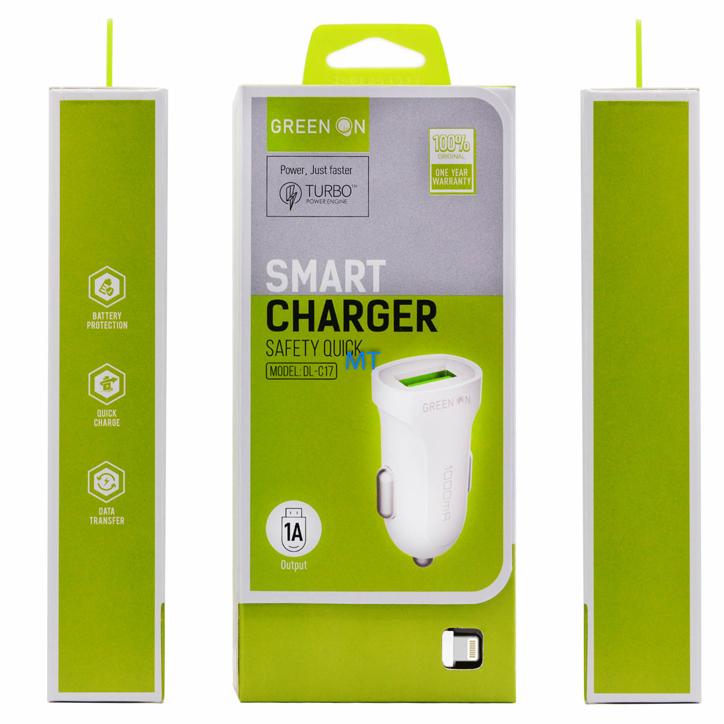 Green On Smart USB Lightning Car Charger DL-C17, foto 5 van 5