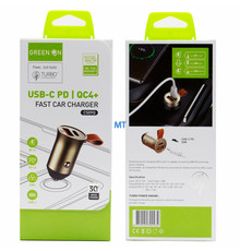 GREEN ON USB & USB-C Fast Car Charger C509Q