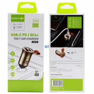 GREEN ON USB & USB-C Fast Car Charger C509Q