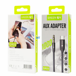 GREEN ON USB-C To 3.5mm Aux Cable GR05 1M