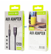 Green On USB Lightning To 3.5mm Aux Cable GR06 1.2M