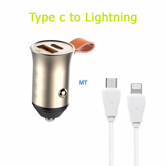 GREEN ON USB-C To USB Lightning Fast Car Charger C509Q