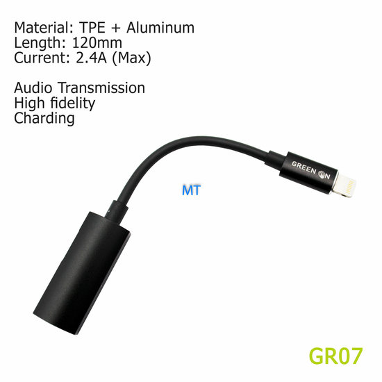 GREEN ON Audio Adapter 2 In 1 Charging en Music Converter GR07