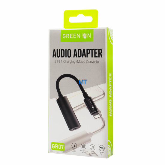 GREEN ON Audio Adapter 2 In 1 Charging en Music Converter GR07