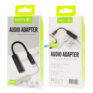 GREEN ON Audio Adapter 2 In 1 Charging en Music Converter GR07