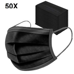 Disposable Protective Face Mask 50x in Pack Black