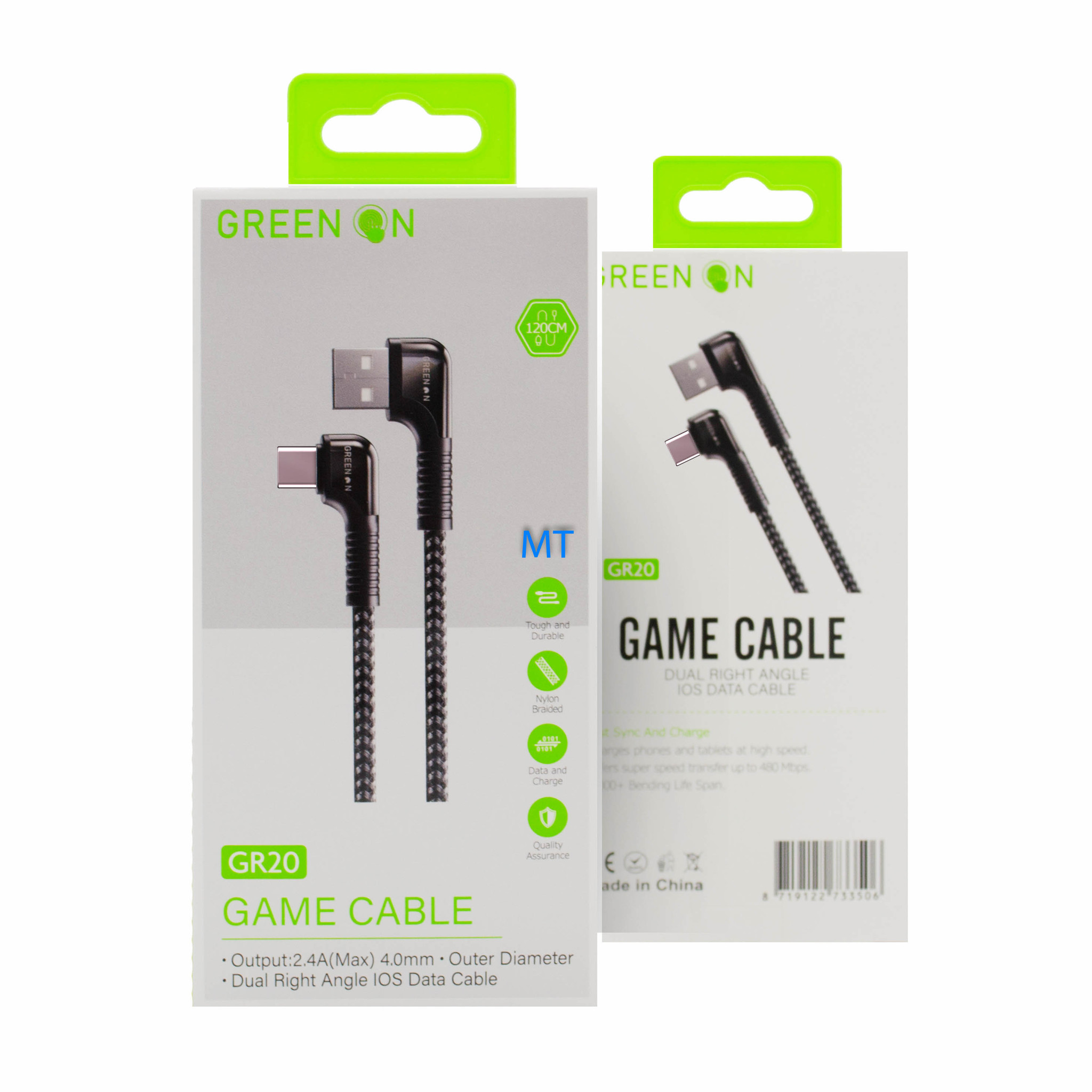 GREEN ON USB-C Game Cable 1.2M GR19